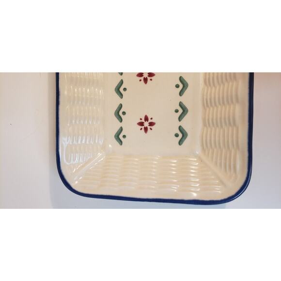 Pfaltzgraff Nordic Christmas Basketweave Bread Platter 12" Holiday Stoneware - Picture 3 of 12